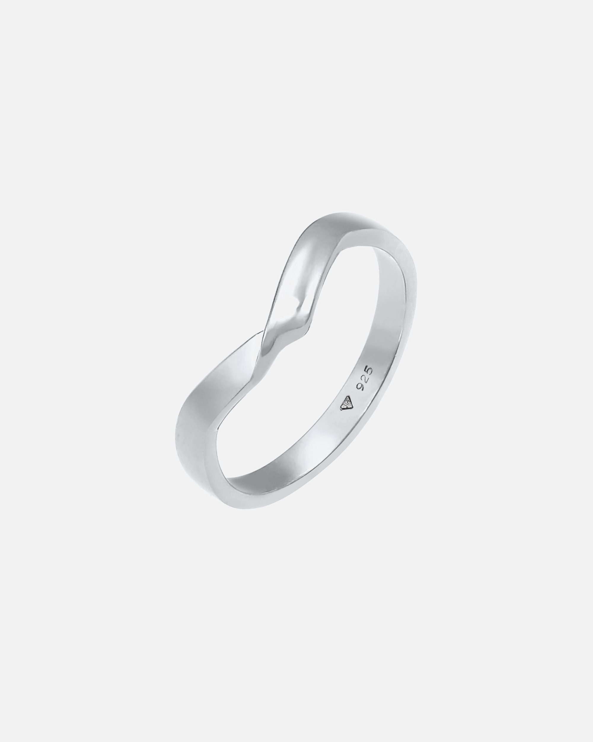 Elli Bague pour dames en forme de V Tendance tordue Basic Minimal en argent sterling 925
