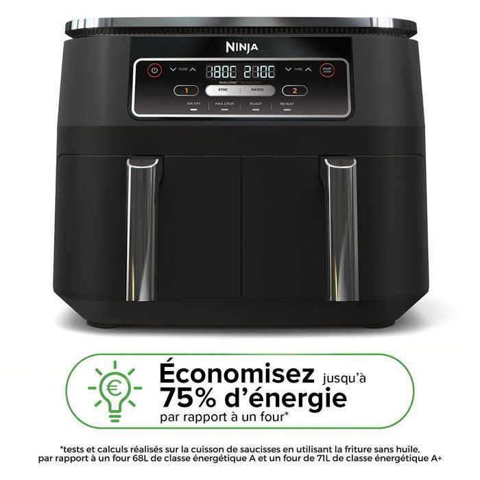 Friteuse sans huile NINJA - Foodi AF200EU - Capacité 7,6L - Double cuve - 4 programmes de cuisson - 2400W