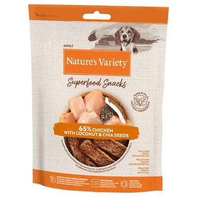 x 85 g Nature's Variety Superfood Hundesnacks – 25 % Rabatt!*