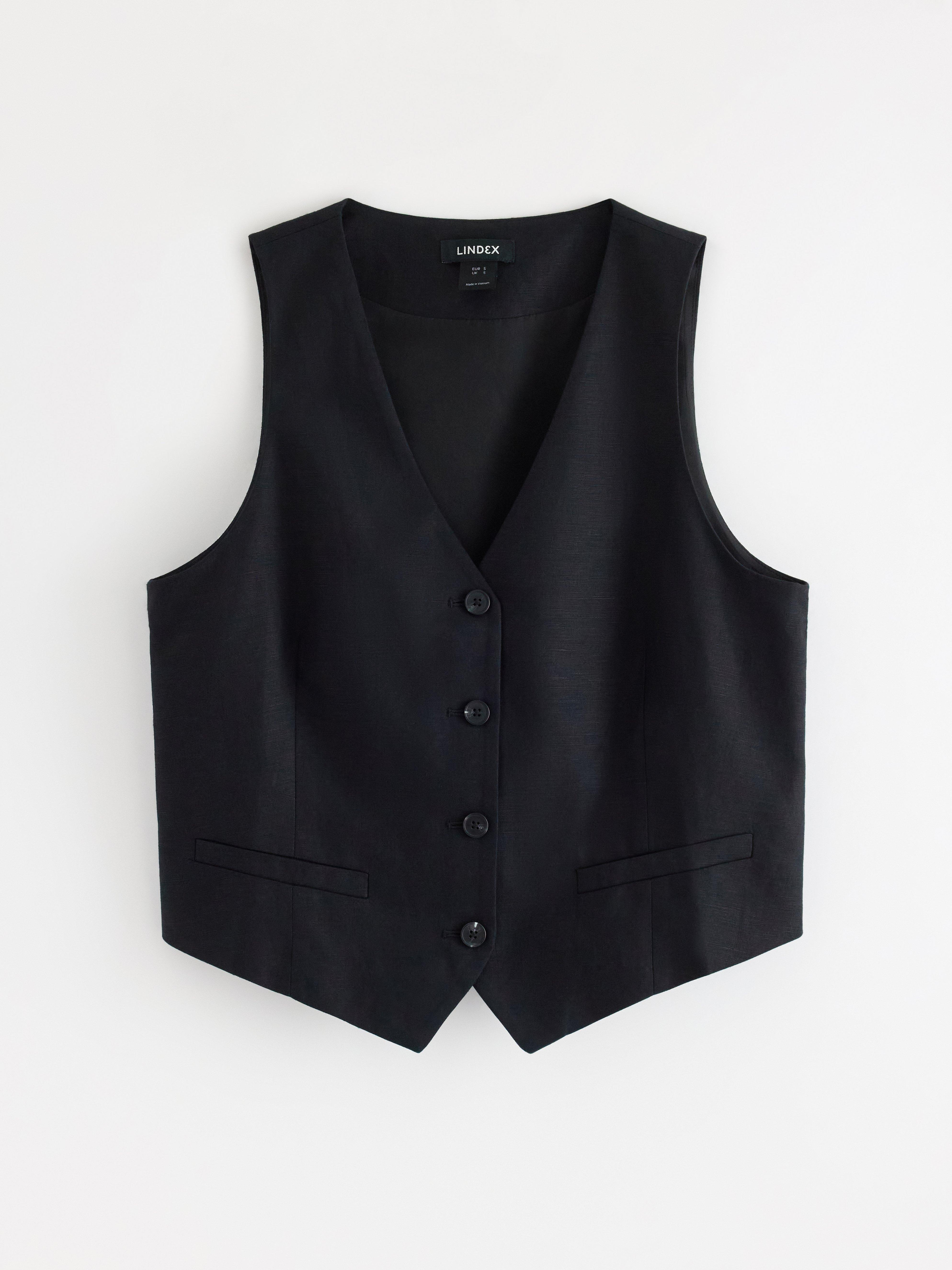 Vest i linblanding, svart