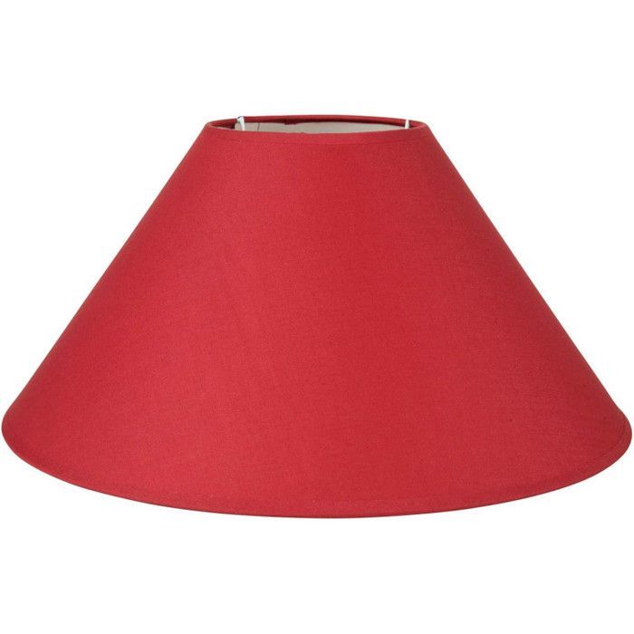 Pantalla de lámpara - OSTARIA - Redonda - Roja - 35 cm - Casquillo E27 con reductor