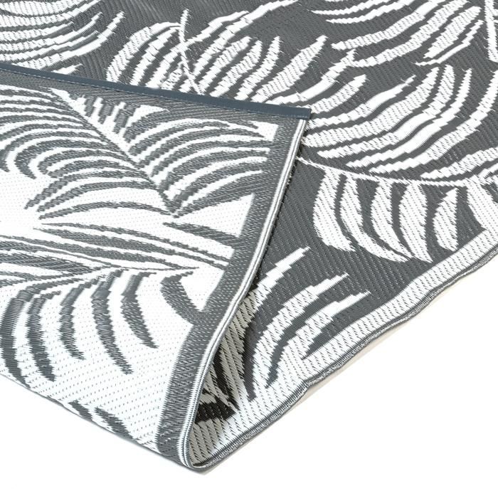 IDMARKET Tapis extérieur COCO tropical gris et blanc 180 x 280 CM