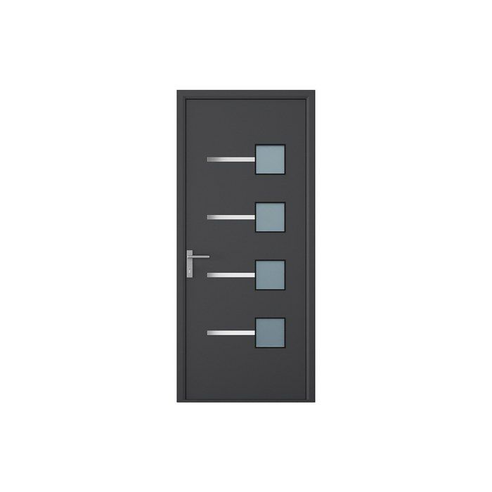 Porte d'entrée en aluminium H218 x L96 cm anthracite - épaisseur 65 mm - poussant droit - AMARES
