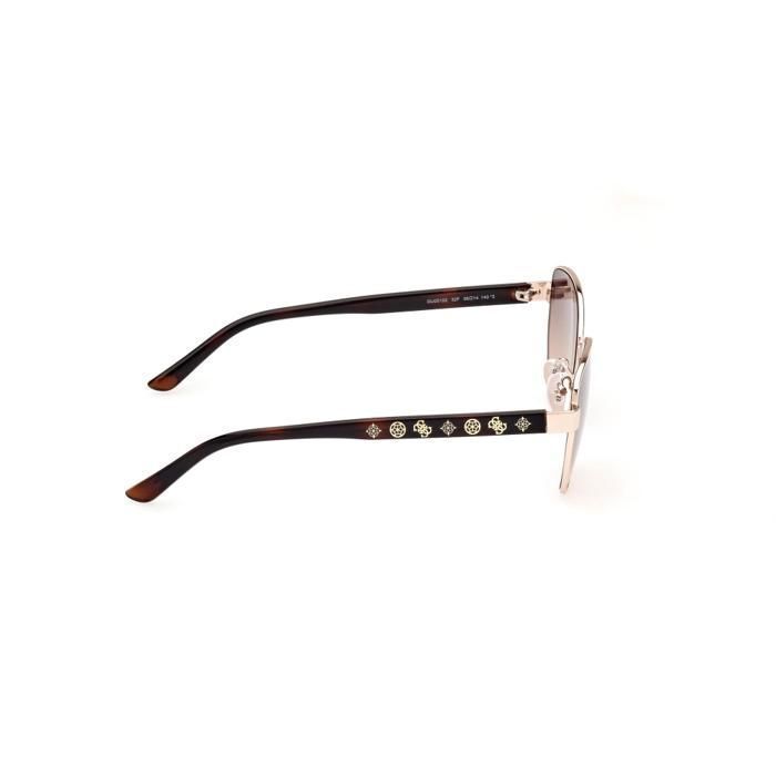 Guess 00102 Women's Geometric Sunglasses - Color 32F Glossy Pale Gold with Brown Gradient Lenses - 56