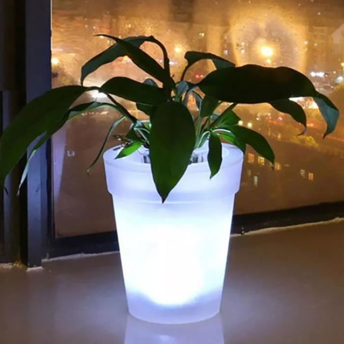 DECORACIÓN ILUMINADA Maceta hueca con carcasa de ABS iluminada, estilo planta LED inalámbrica para exteriores - Blanco 1