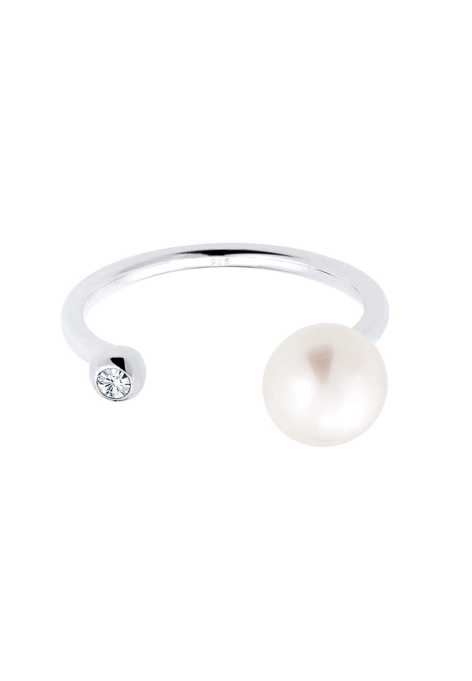 Elli Anneau Géo Femme (925/1000) Argent Cristal Perle de Culture d'Eau Douce