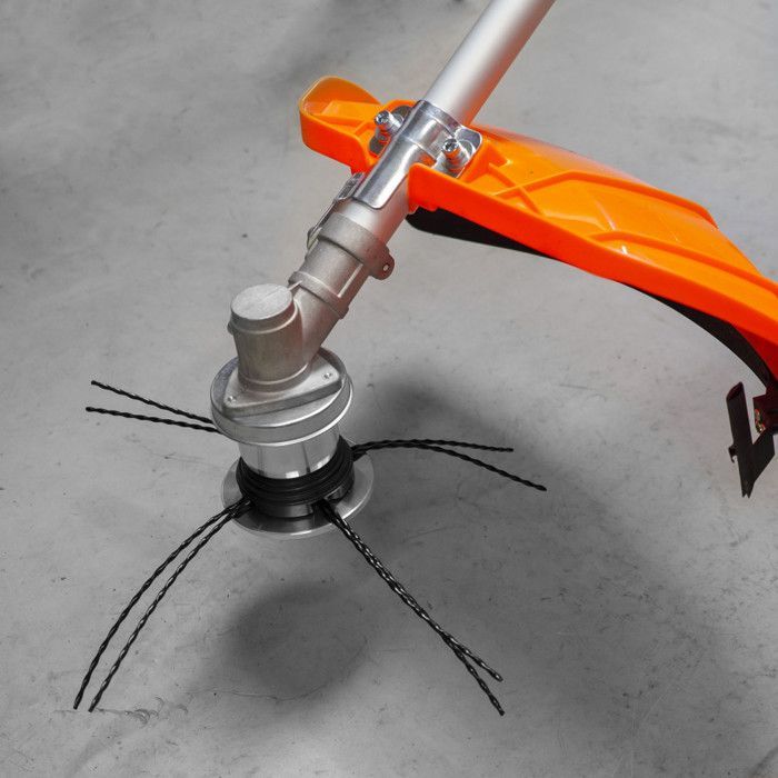 Cabezal universal de aluminio para desbrozadora con 4 hilos de nailon trenzados (3 mm).