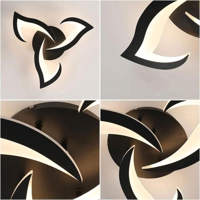 DELIPOP Moderne LED-plafondlamp 36W - 3000K warm licht plafondlamp voor woonkamer, slaapkamer en eetkamer - 3 lampen - zwart