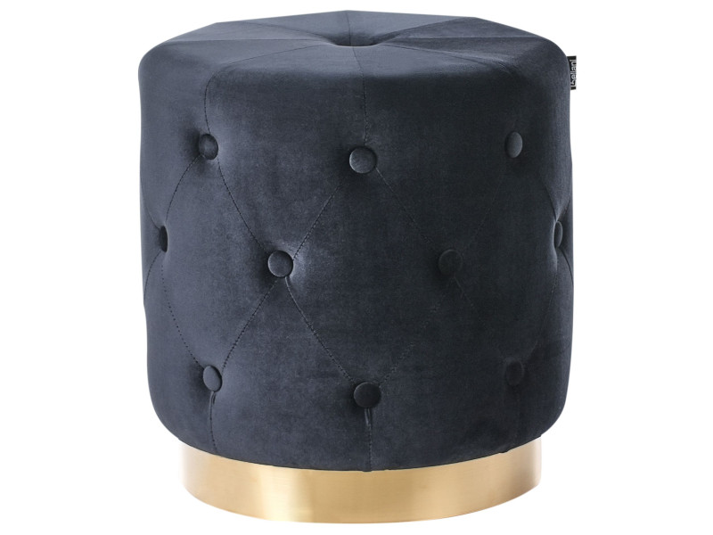 Puf CARROLLTON Welur Czarny 40 cm
