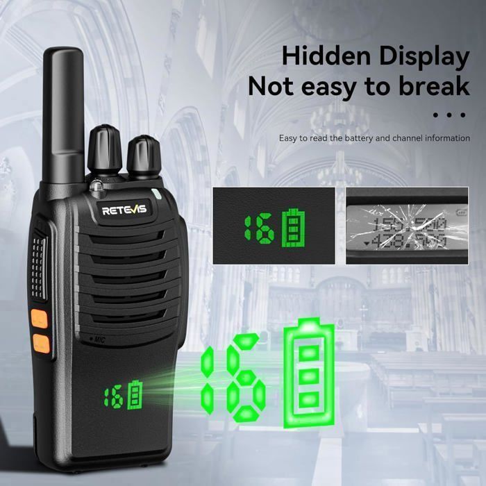 Retevis H777H Professional Walkie Talkie, with Display, Type C Charging and USB Charger, Long Range PMR446, VOX, Alarm (3 Pcs)