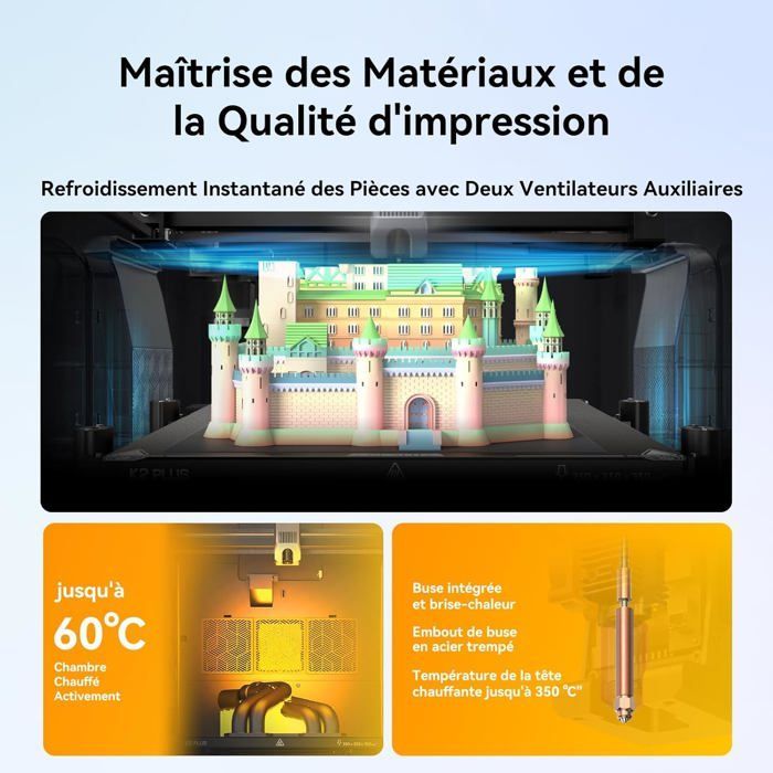 Impresora 3D Creality K2 Plus, velocidad máxima de 600 mm/s, doble cámara con IA compatible con impresión multicolor (UE)