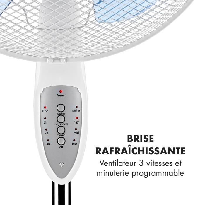 Klarstein Summerjam Ventilador de pie - 41 cm - 50 W - 3 velocidades - Blanco