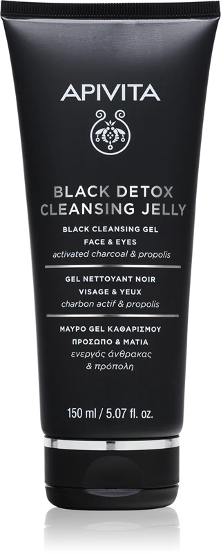 „Apivita Cleansing Black Detox Cleansing Gel“ valomasis gelis su medžio anglimi veidui ir paakių sričiai