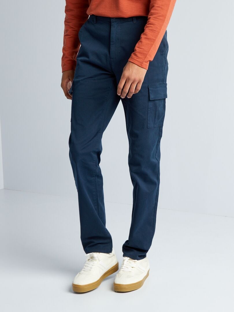 Calça reta com vários bolsos, tamanho 38 - AZUL