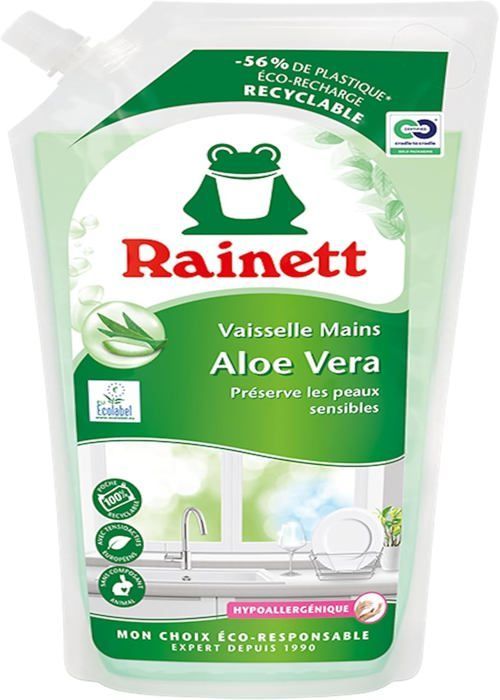 Liquide Vaisselle Mains-Formule Hypoallergénique-Préserve Les Peaux Sensibles-Poche 100% Recyclable-Ecolabel-Aloe Vera-Éco-Recharg
