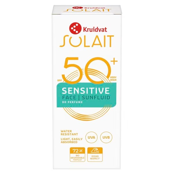 Kruidvat Solait Sensitive SPF50+ fluid za sunčanje za lice<br>50ml