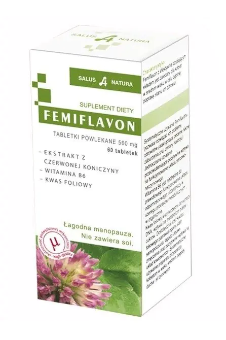 Femiflavon 560 mg, Preparat łagodzący objawy menopauzy, Tabletki