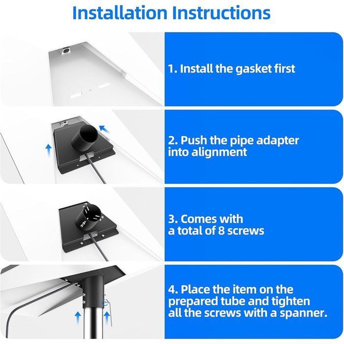 Kit de montaje de adaptador de tubería de alta resistencia Starlink Gen 3 - Kit estándar Starlink - Soporte V3 ajustable para techo, poste o pared