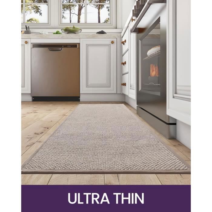 Tapis Cuisine Antidérapant 43.5 x 150 cm Tissé Tapis de Couloir Tapis de Cuisine Devant Evier Lavable Anti-saleté
