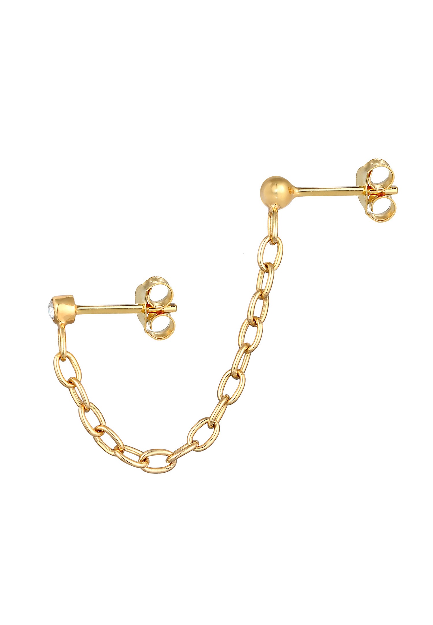 Elli Femmes clous d'oreilles chaîne avec cristal en argent sterling 925