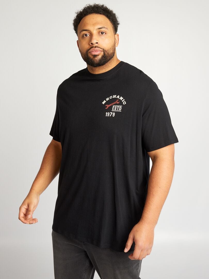 Bedrukt T-shirt met korte mouwen - ZWART