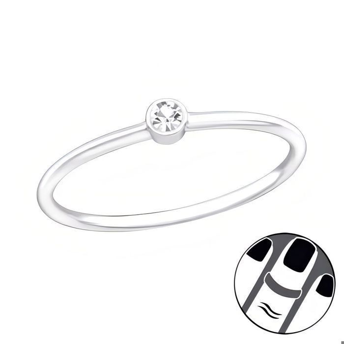 Ring - Women's - Knuckle - Crystal - White - Sterling Silver - Solid - US5 - 45