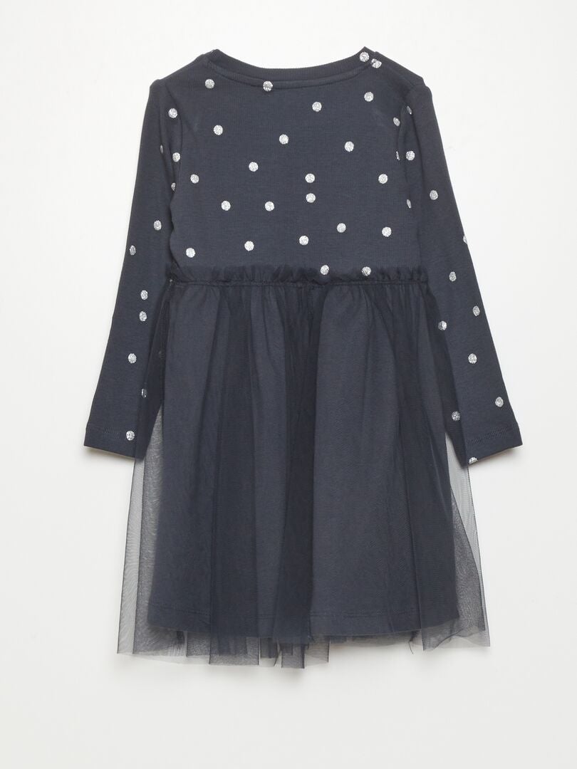 Jerseyjurk met stippenpatroon - BLAUW