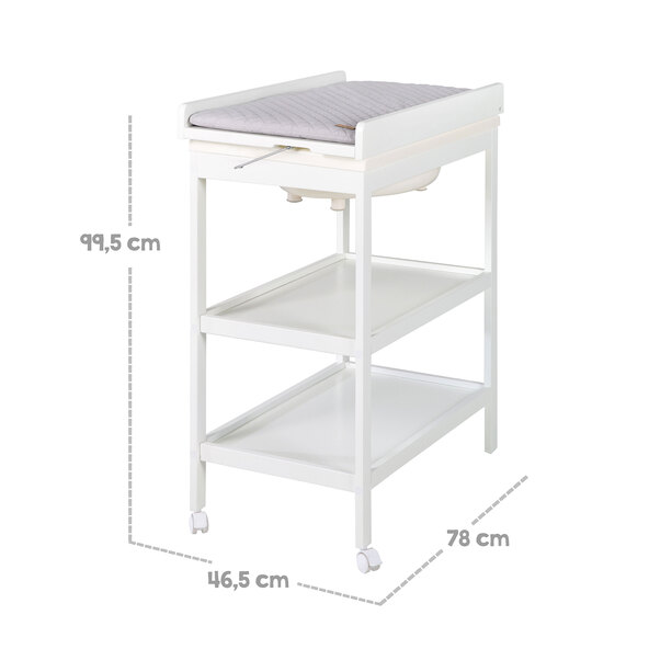 Bath and changing unit, including changing mat