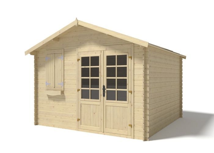 Houten tuinschuur - 16m² - 4x4m - 28mm dik - Kleur: naturel - DOM130