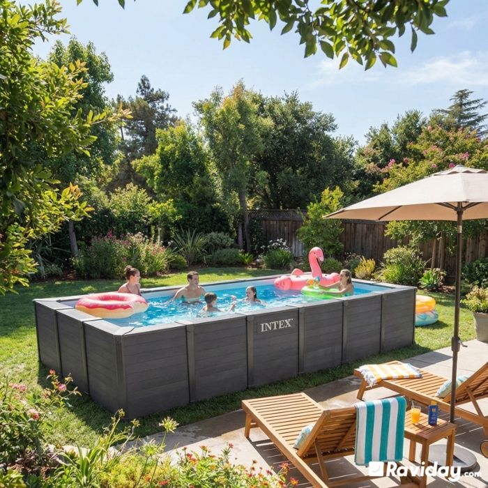 Piscina tubular retangular Intex Graphite 6 x 3 x 1,24 m