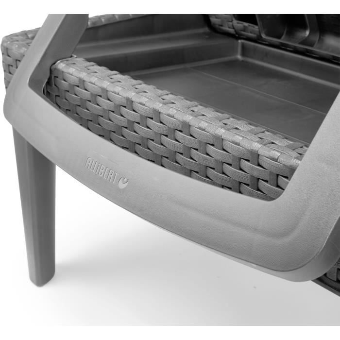 Set of 2 sun loungers - Allibert by KETER – JAIPUR – in imitation woven rattan resin – cushion – adjustable backrest – grey