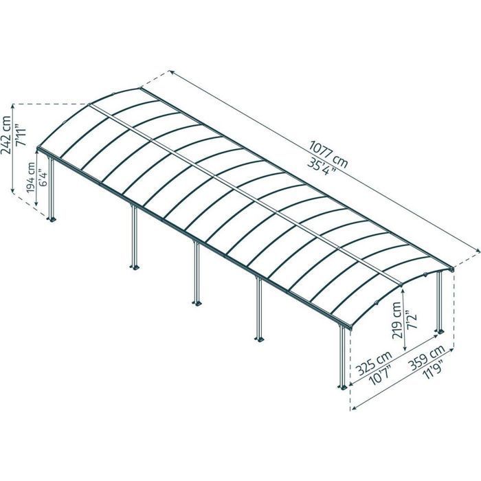 Canopia Carport Arcadia 10,7 x 3,59 m Gris