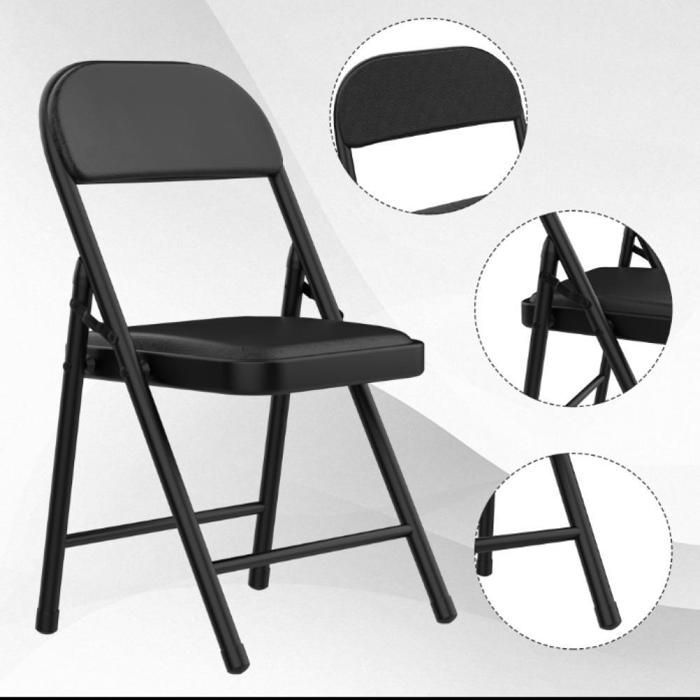 Silla plegable MIPAN, juego de 4 sillas plegables para conferencias en cómodo cuero sintético PU y estructura de acero para jardín y camping - Estilo 2