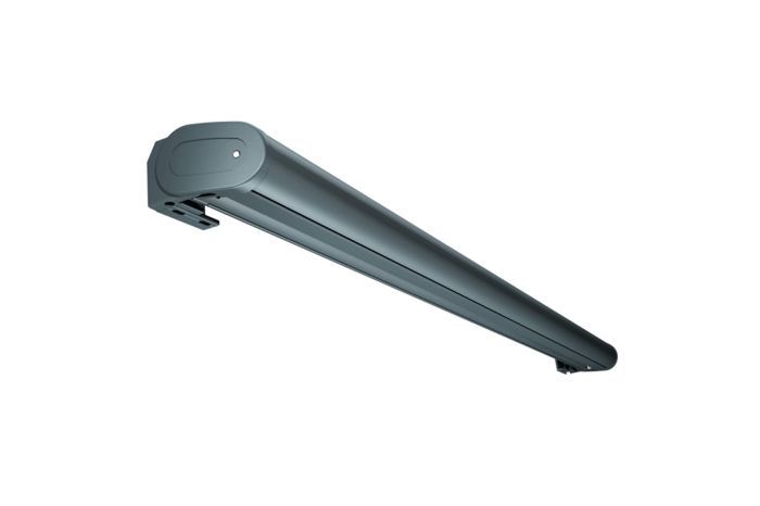 Store banne Coffre PROTECT 2 LED Gris 6x3.5m Motorisé + LED - Toile Grise