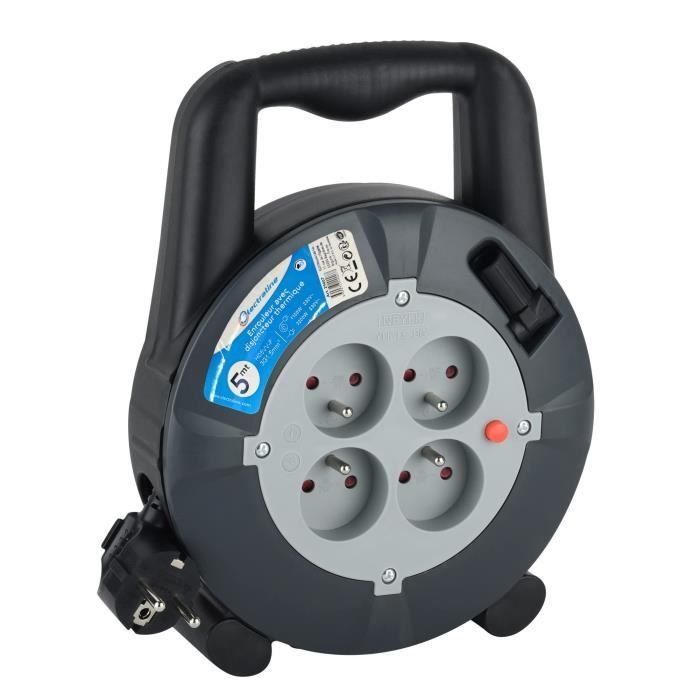 Bobina da 5 metri con 4 alloggiamenti per cassette, grigio/nero.