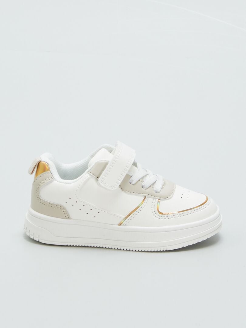 Lage sneakers met klittenbandsluiting - WIT
