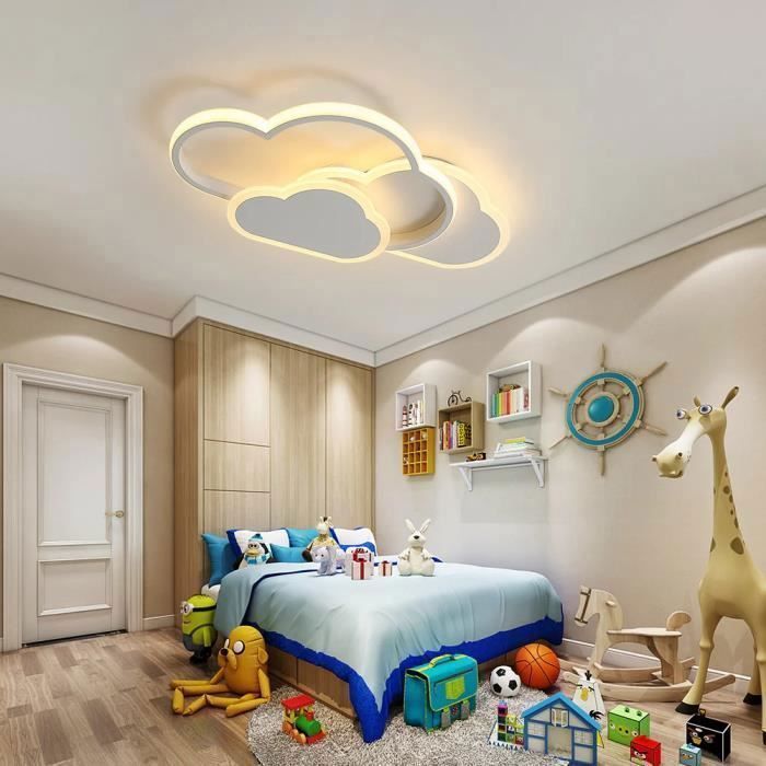 DELIPOP Plafonnier LED moderne 50W Blanc Lampe de plafond nuage dimmable avec télécommande pour Salon/Chambre/d'enfant - Dia 42cm