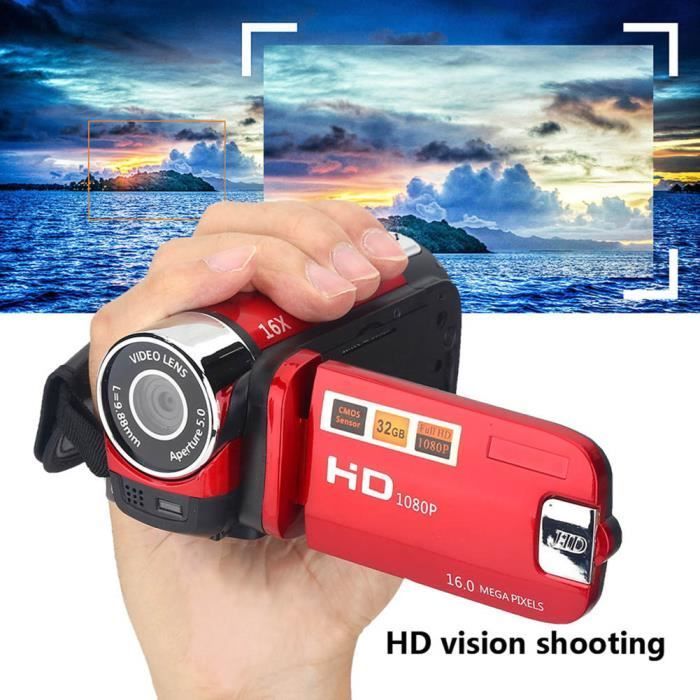 ESTINK 1080p DV Caméscope numérique haute définition Full HD 270 ° Rotation 1080P 16X Caméra vidéo DV