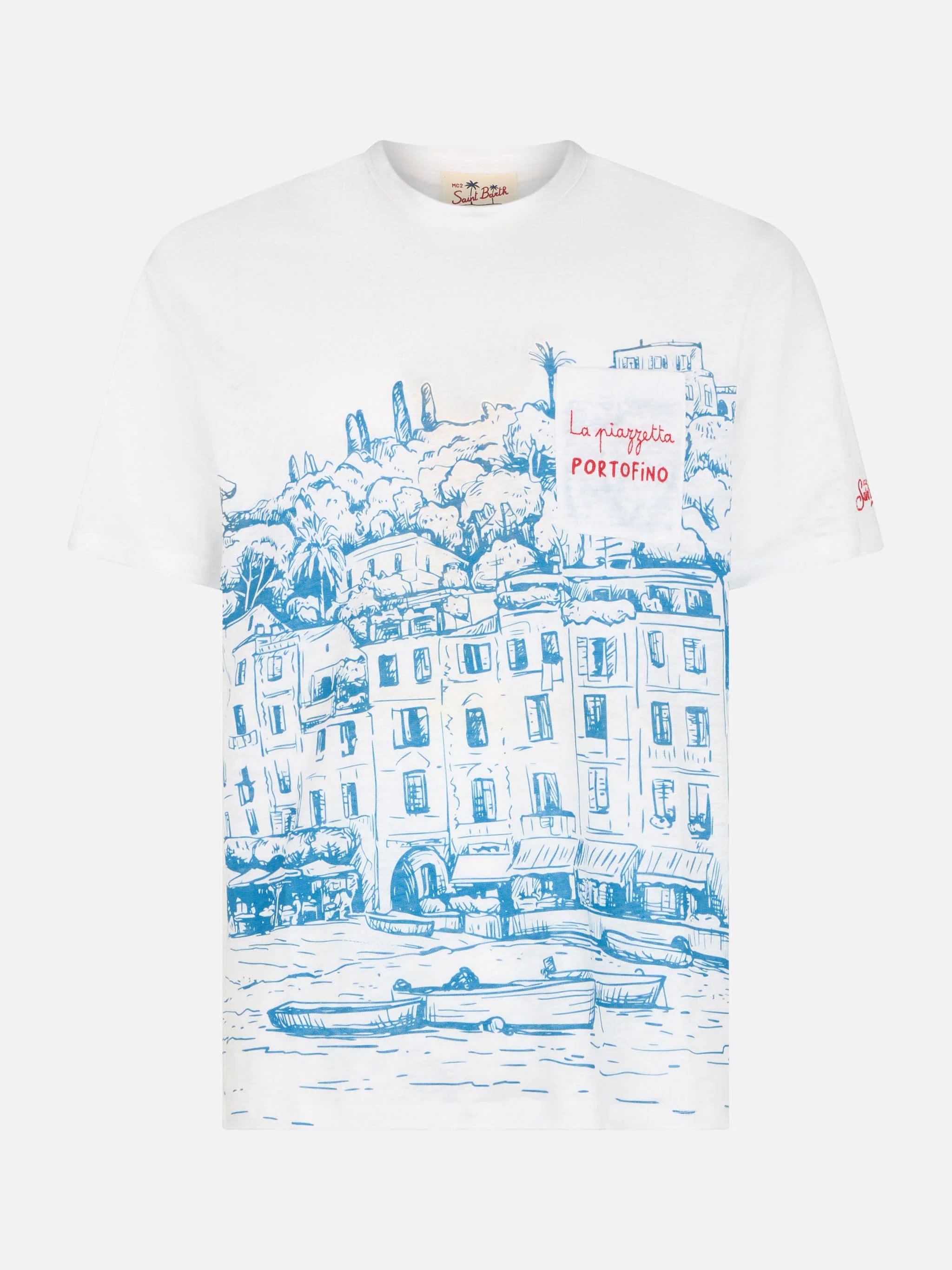 Ecstasea heren T-shirt van linnenjersey met Portofi-print.
