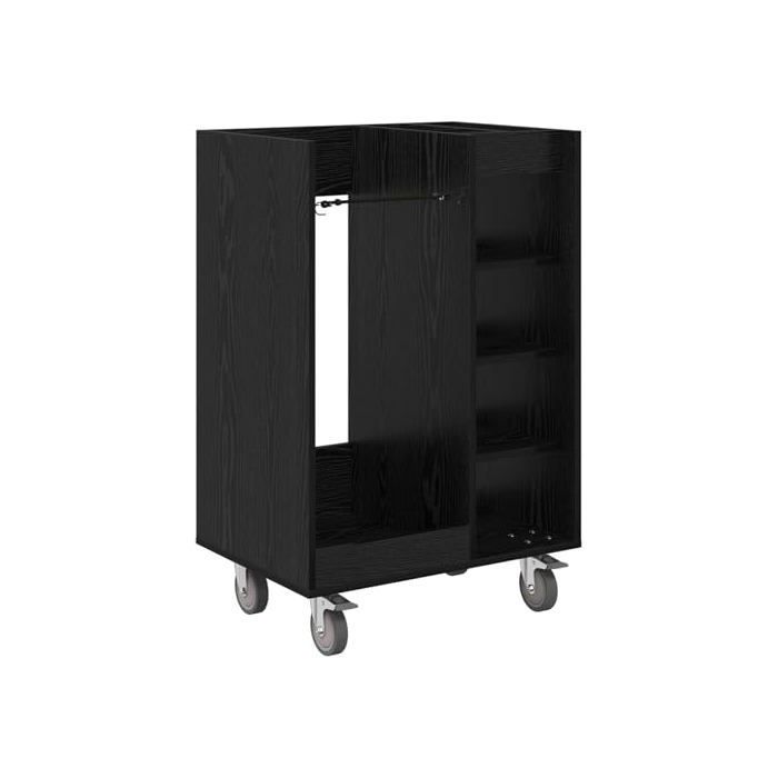 Taquilla de golf moderna - vidaXL - Roble negro - 65x45x98 cm - Amplio espacio de almacenamiento - Con 4 ruedas - Estructura metálica