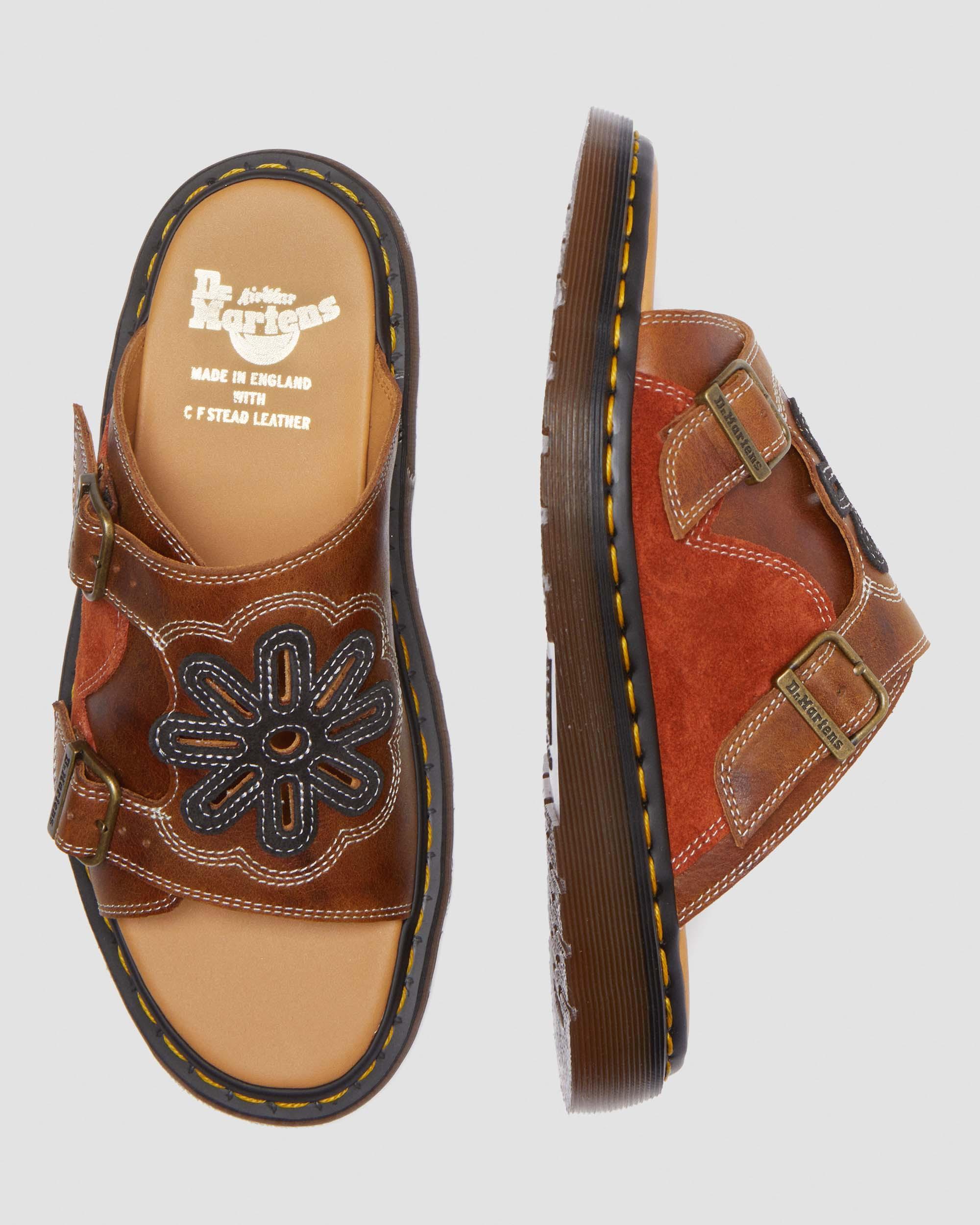 Dayne Made in England Leather & Suede Applique Slides