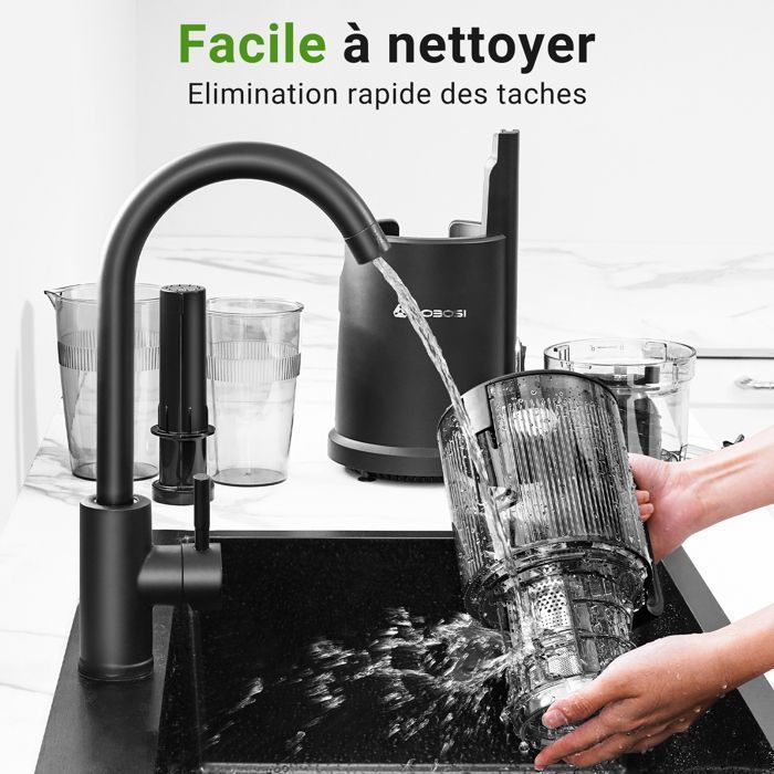Extrator de suco AOBOSI 126mm, máquina de suco de frutas, extrator de frutas inteiras, prensagem a frio, fácil de instalar, 200W, preto