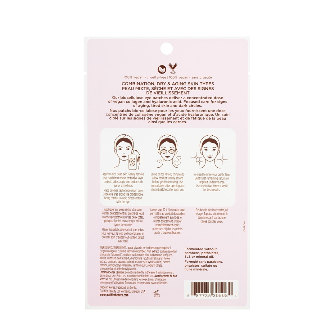Tratament hidro-detox Pacifica Anti-Aging Care Vegan cu colagen pentru linii fine ale ochilor și ridurilor de sub ochi – 1 pereche