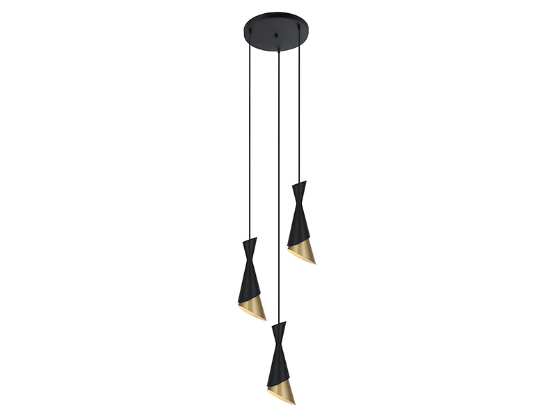 Lampa wisząca Malia 3-punktowa stalowa czarna