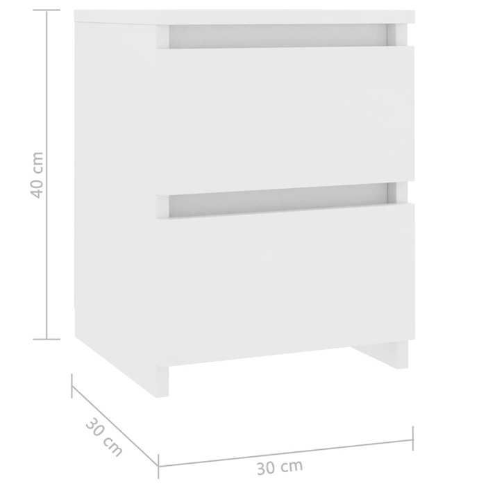 vidaXL Tables de chevet lot de 2, 30x30x40 cm, Bois reconstitué, Blanc, 2 tiroirs coulissants chacun, Armoire de chevet, 800514