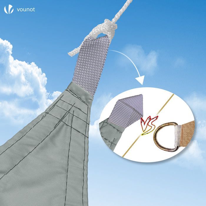 Vela de sombra triangular impermeable de poliéster VOUNOT® con kit de montaje, 5x5x5m, color gris.