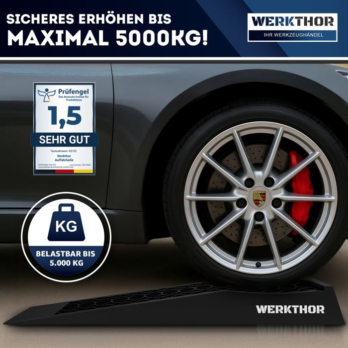 WERKTHOR Extra vlakke 3T autolaadramp - Set van 2 ramps voor sportwagens en verlaagde voertuigen