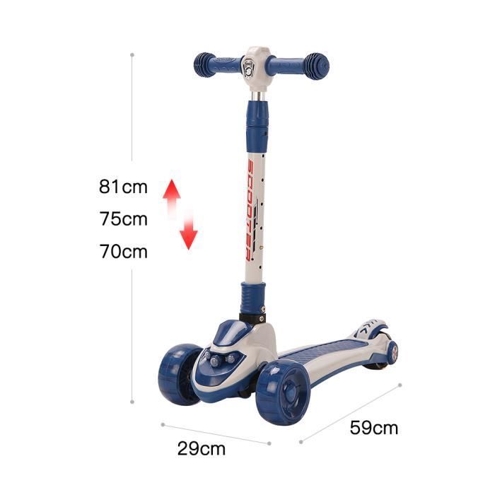 YIPEEMA. PATINETE INFANTIL, PRIMERA VELOCIDAD A 70 CM DEL SUELO, SEGUNDA VELOCIDAD A 75 CM, TERCERA VELOCIDAD A 81 CM, AZUL.