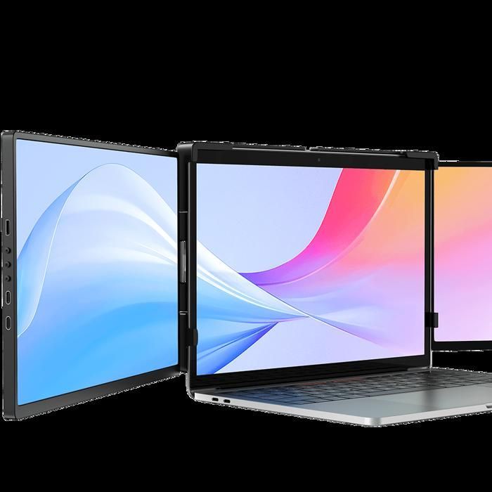 UPERFECT 14-inch draagbare monitor met dubbel scherm, Full HD 60Hz, 180° zwaartekrachtsensor, met miniHDMI en Type-C-interface.