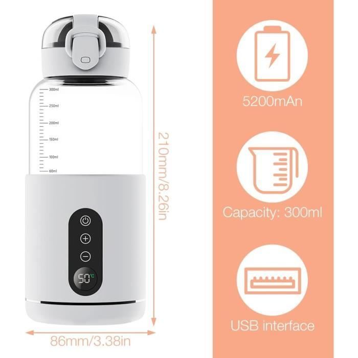 Scaldabiberon portatile, borsa termica da 300 ml, scaldabiberon portatile senza fili per viaggi, auto e aereo.